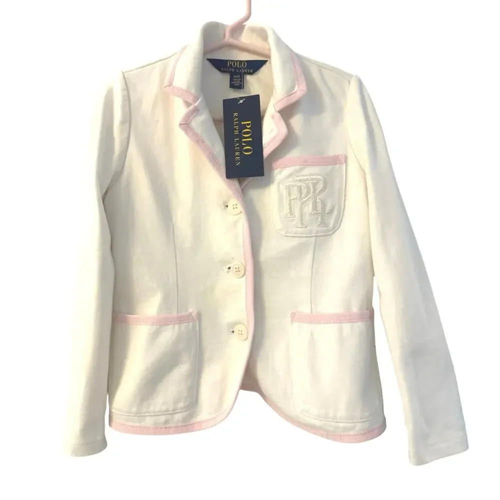 Polo Ralph Lauren adorable white and pink country club girl blazer cotton 4/4T - Picture 2 of 6